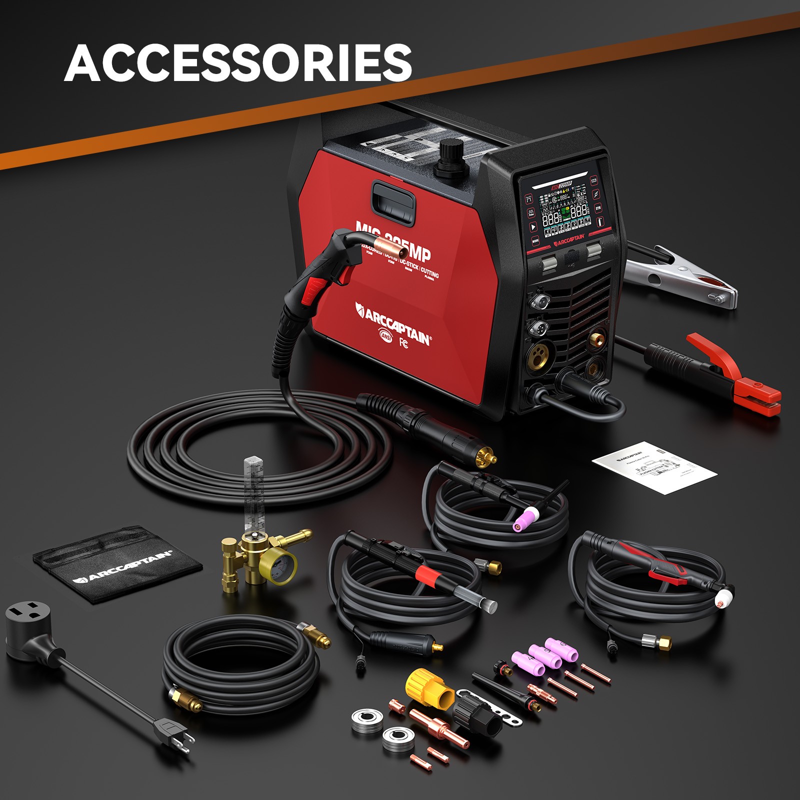 ARCCAPTAIN MIG205MP MIG Welder Plasma Cutter/Pulsed MIG/Flux Core/Spool Gun/TIG