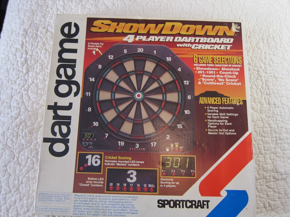 Sportcraft Showdown 4 Player Electronic Dartboard Cricket Tested w Box