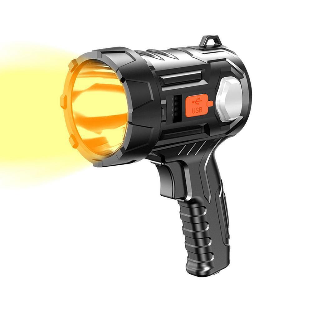 2Pack Solar/USB Super Bright Rechargeable LED Spotlight Flashlight Searchlight