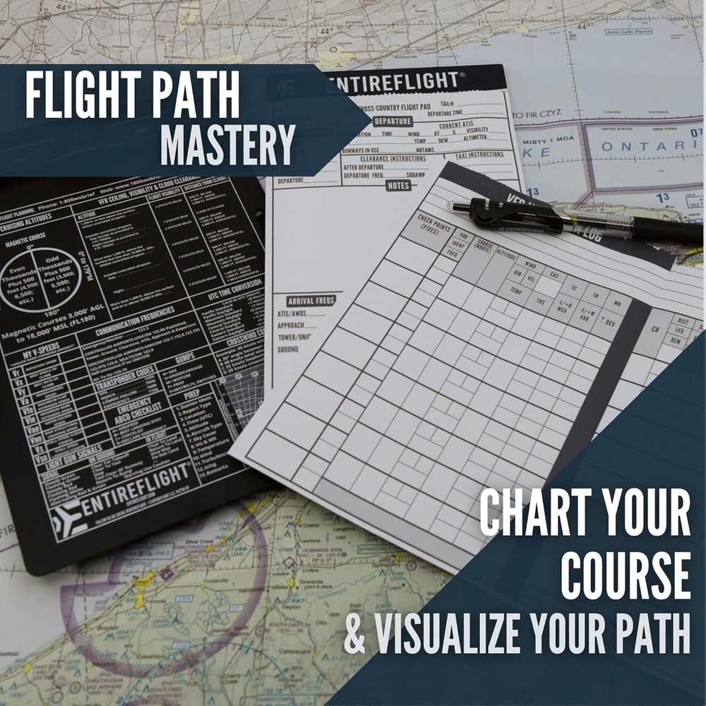 Aviation Pilot Kneeboard - E6b Flight Computer Plus Plotter & Cross Country Plan