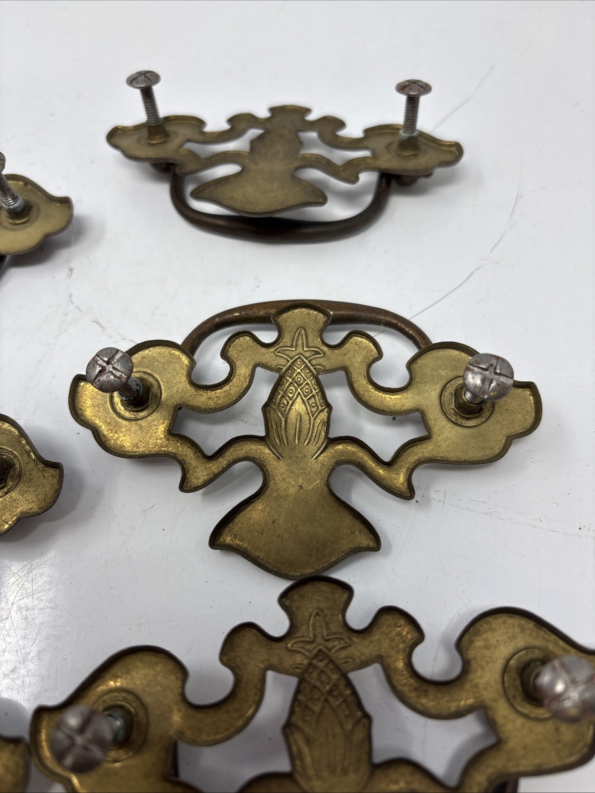 Antique Vintage Beautiful Ornate Victorian Drawer Pull Handle(6)& 2 Knobs