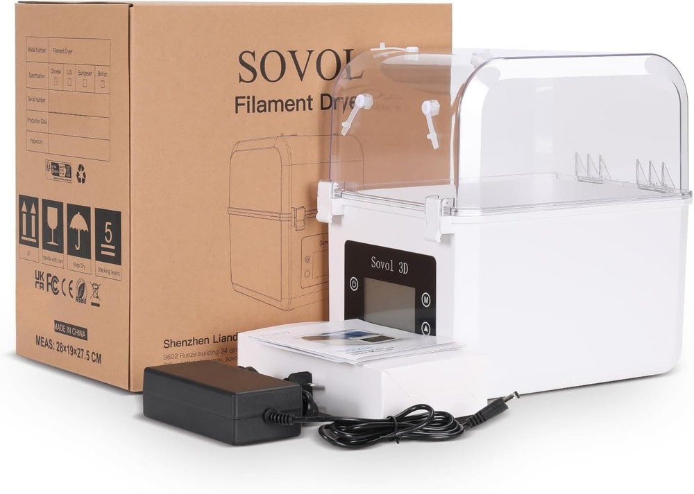 3D Printer Filament Dehydrator with Adjustable Temperature and Humidity Display