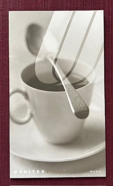 United Air Lines First Class Menu 2000