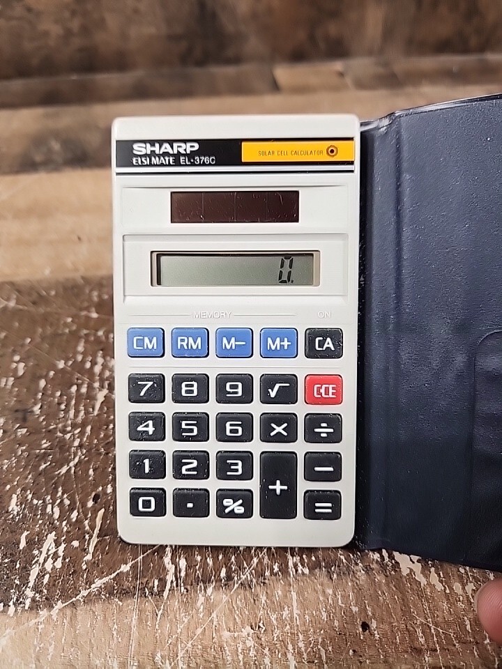 Vintage Sharp Elsi Mate EL-376C Solar Cell Basic Pocket Calculator - FAST SHIP