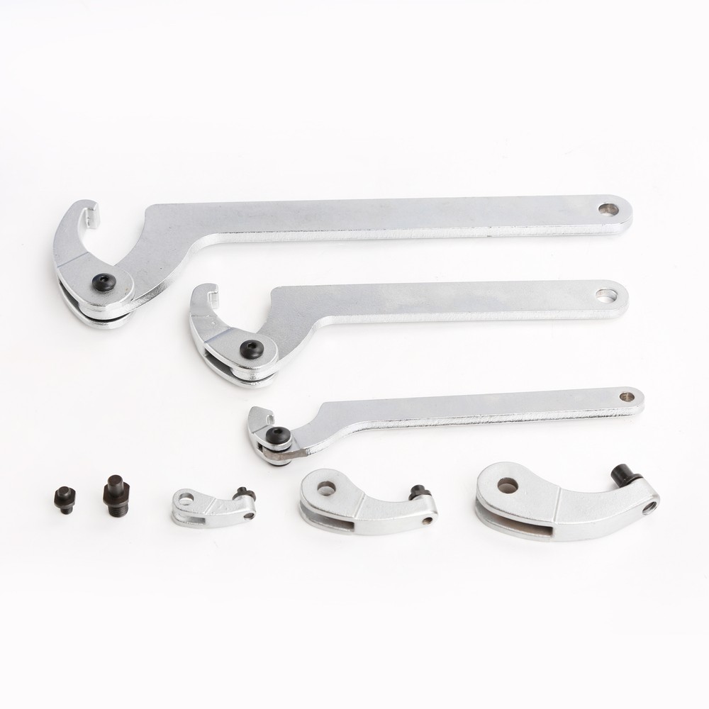 Hook And Pin Wrench Spanner Tool With C Spanner 6pc Adjustable Set 35 - 120mm