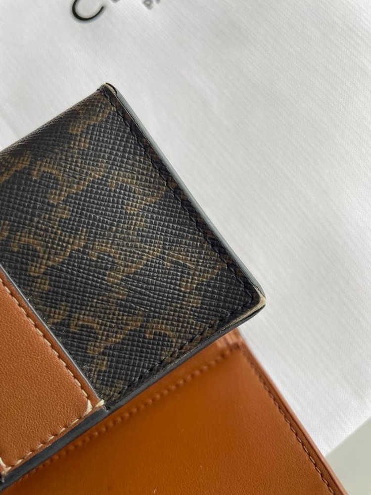 CELINE Tri Fold Wallet Dark Brown From Japan