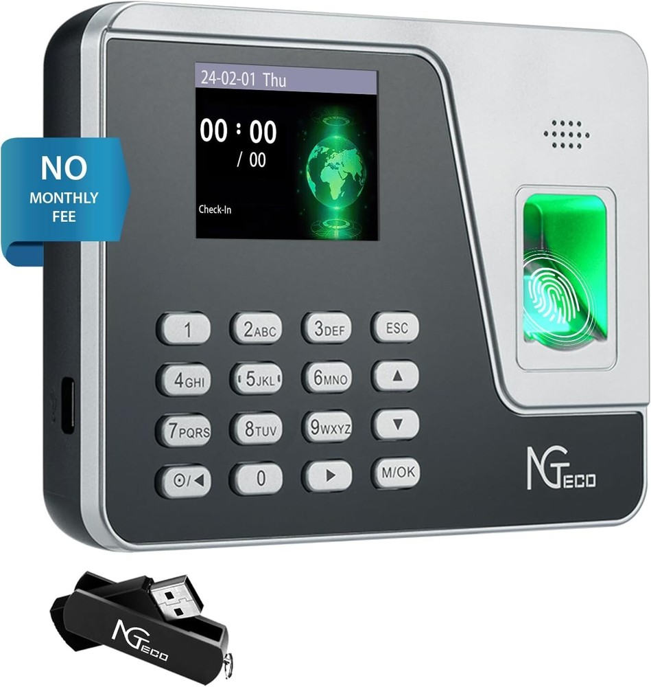 NGTeco AS10 Standalone Time Card Machine Automatic Punch in Out