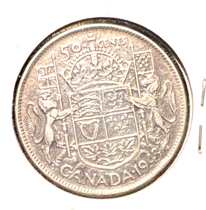 Canada 1943 half dollar KM 36 XF