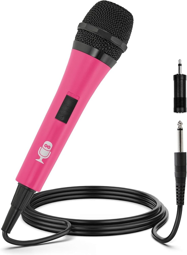 Lightweight Pink Karaoke Microphone with Mute Function - Unidirectional Dynamic
