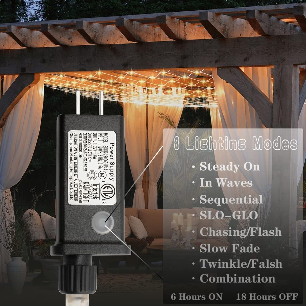 Connectable 360 LED Gazebo Net Lights - 10×10 FT with Timer & 8 Lighting Modes