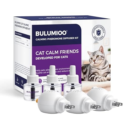 Cat Calming Pheromone Diffuser Set (Whole Home 3-Pack) – 3 Diffusers + 3 x 48...