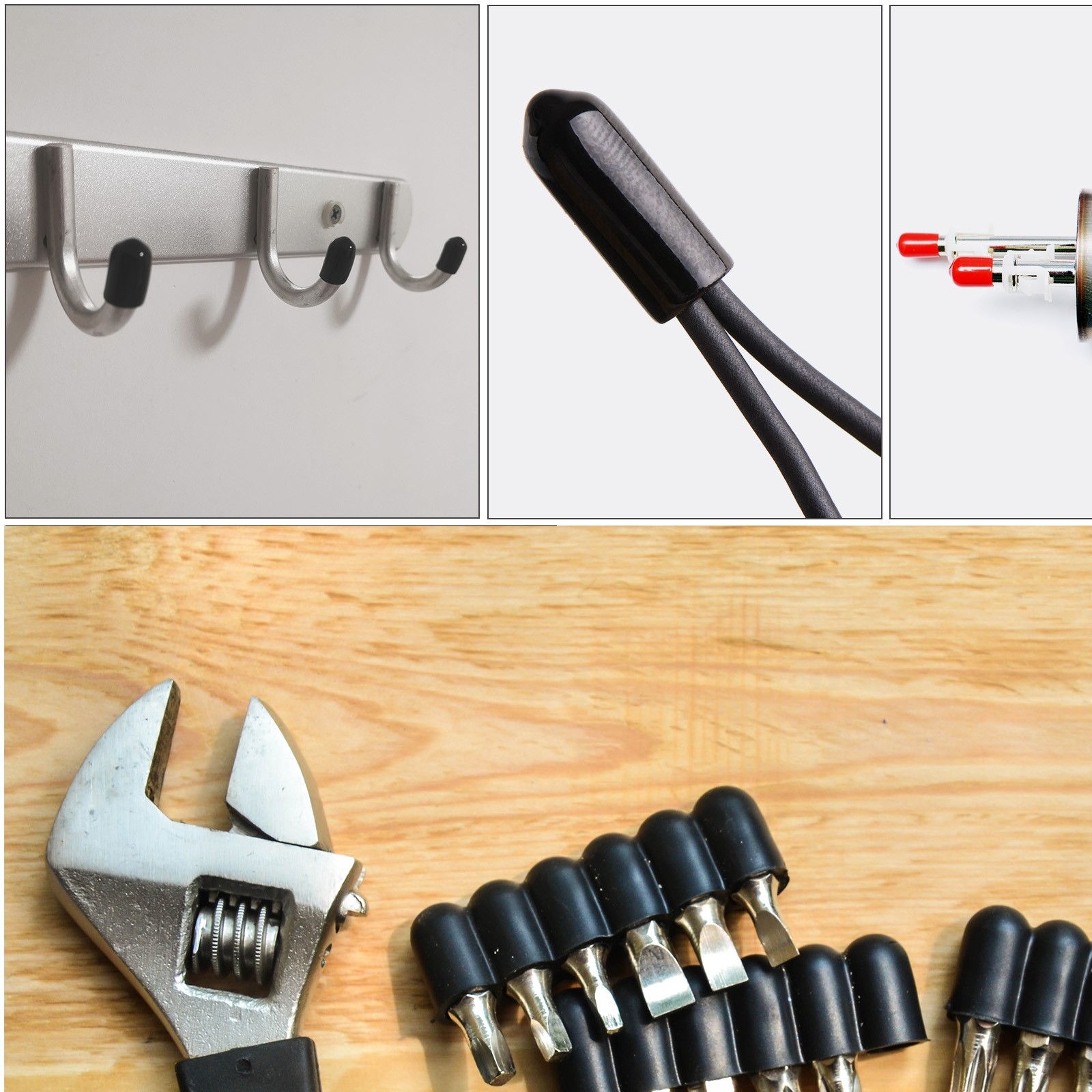 100pcs Rubber End Caps Protective Caps 2mm 3mm 4mm 5mm 6mm Black