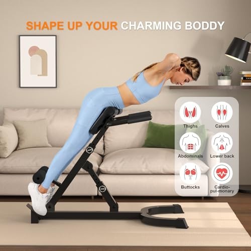 Roman Chair,Foldable Back Extension Machine,Adjustable Ab Back Extension Black