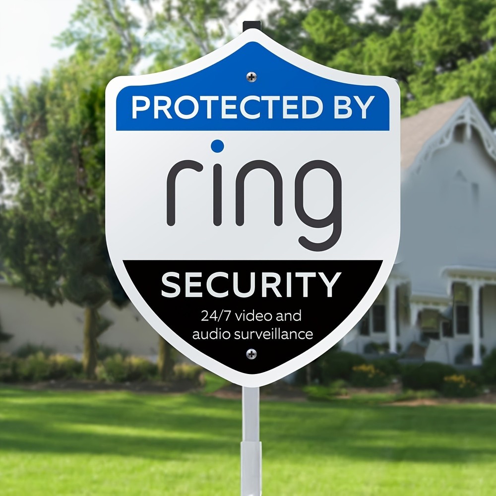 Aluminum Security Yard Sign With Stake Compatible With Ring Camera System Kit