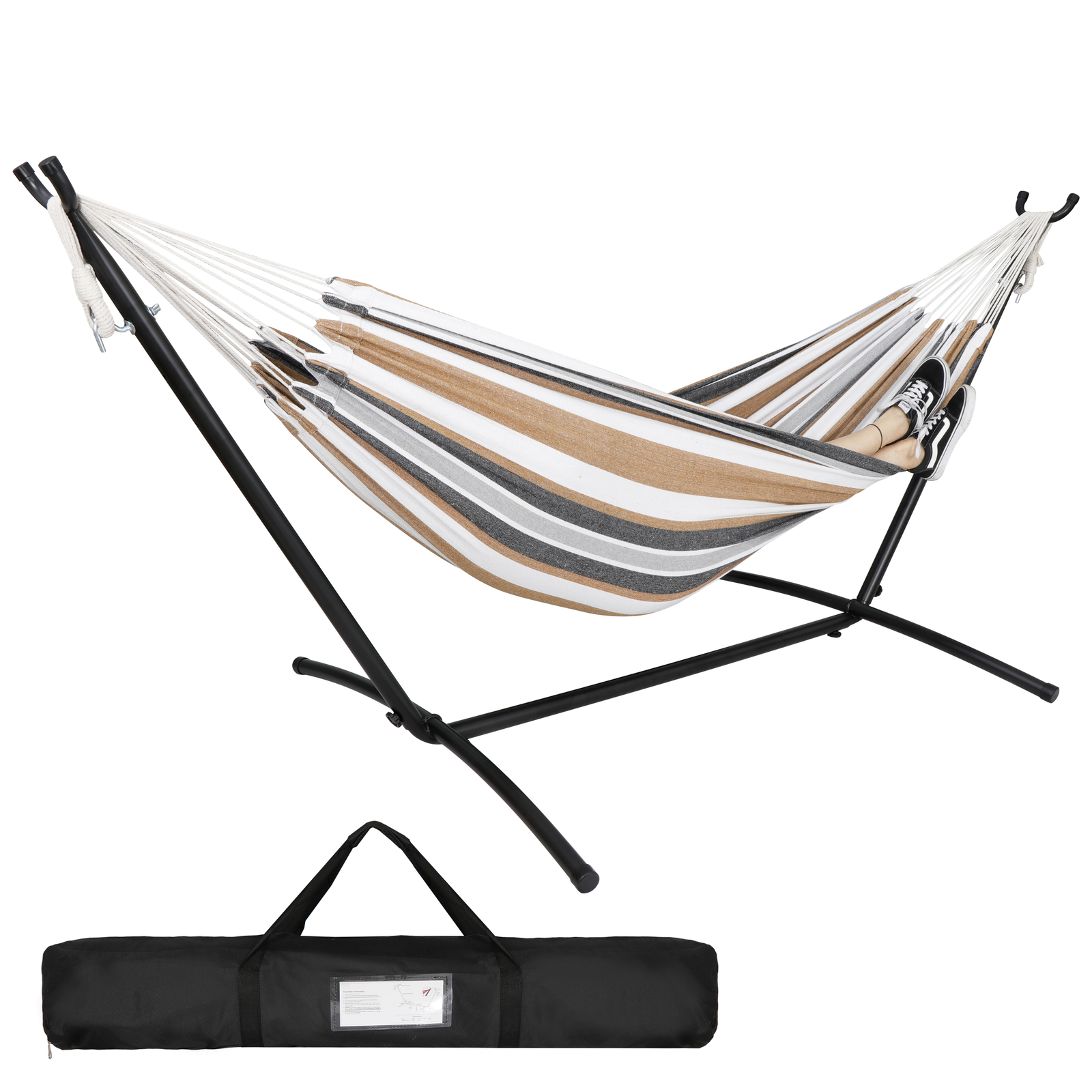 9FT Steel Hammock with Stand for 2 Person with Carrying Case 620lb Capacity