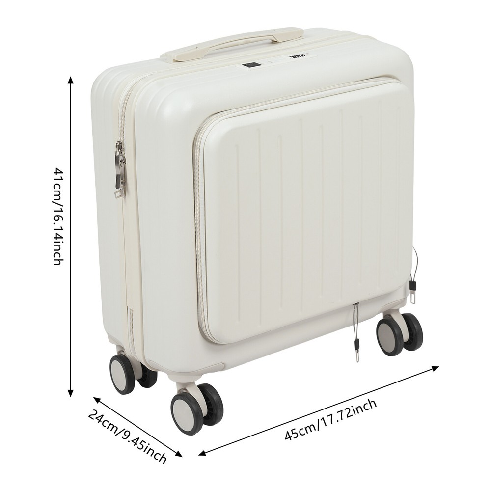 18" front Open Multi-function Suitcase Password Suitcase W/ USB Port+Cup holder