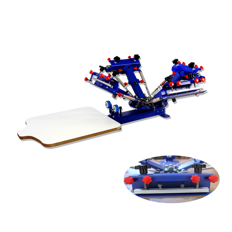 4 Color 1 Station Screen Printing Machine Micro Registration Press Printer