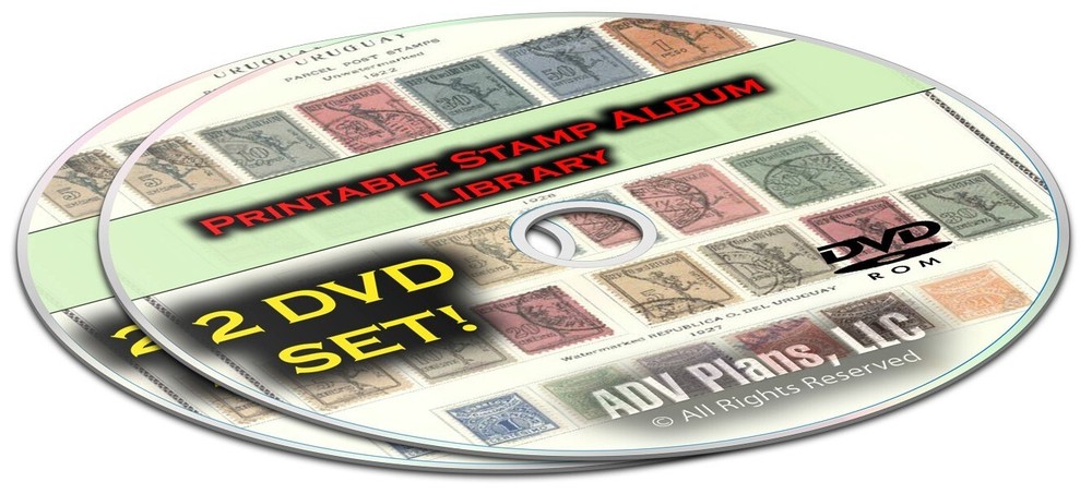 34,000 Printable Stamp Album Pages 2 DVDs, over 375 Countries Included in Color