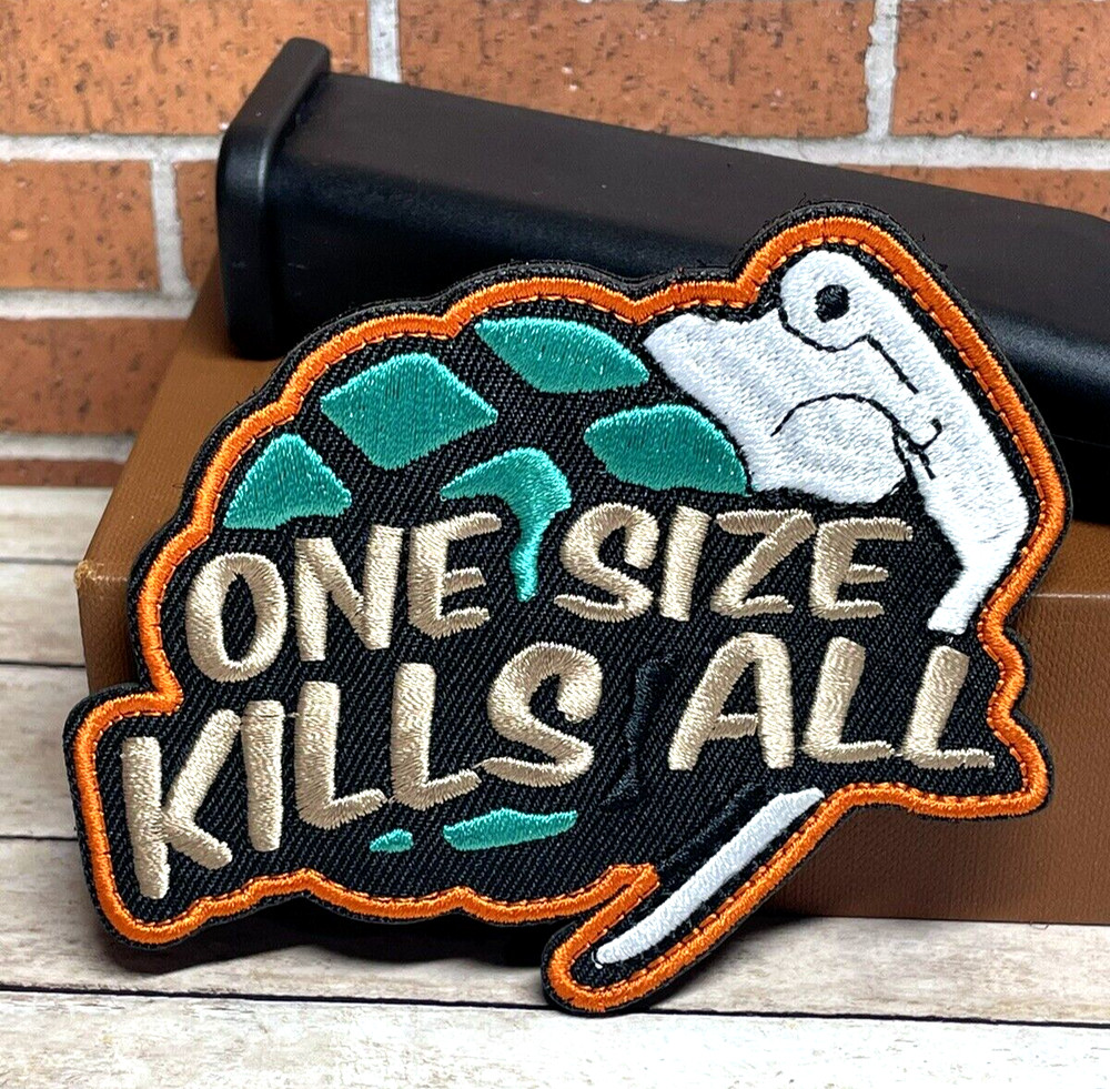 Tactical Morale Patch - One Size Kills All Patch - Embroidered Gun Patch