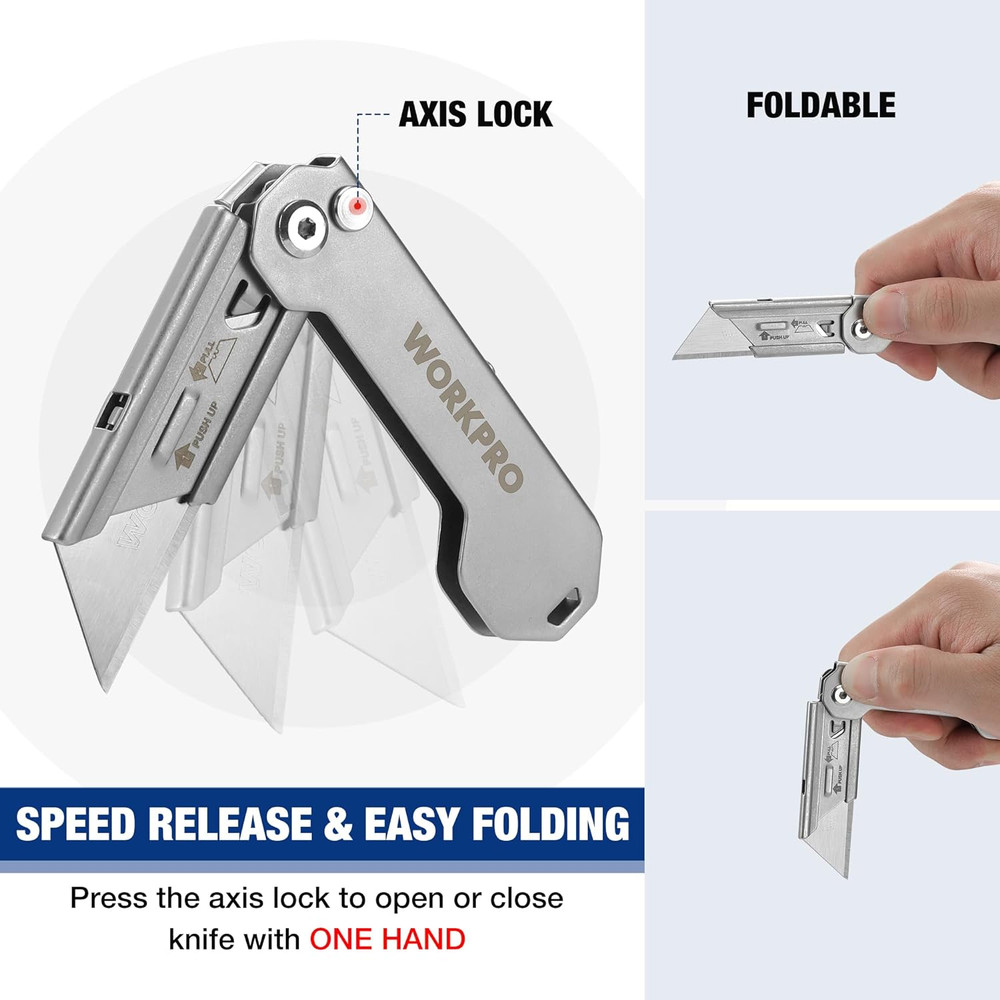 2PCS EDC Folding Utility Knife, Mini Box Cutter with Quick Open Axis Lock, Quick