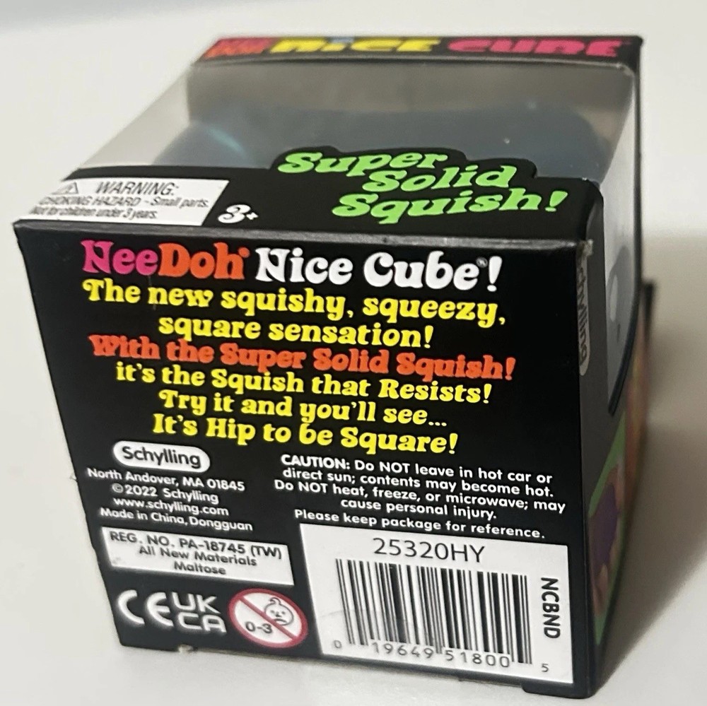 Viral NeeDoh Nice Cube Blue Super Solid Squish Stress Toy NEW