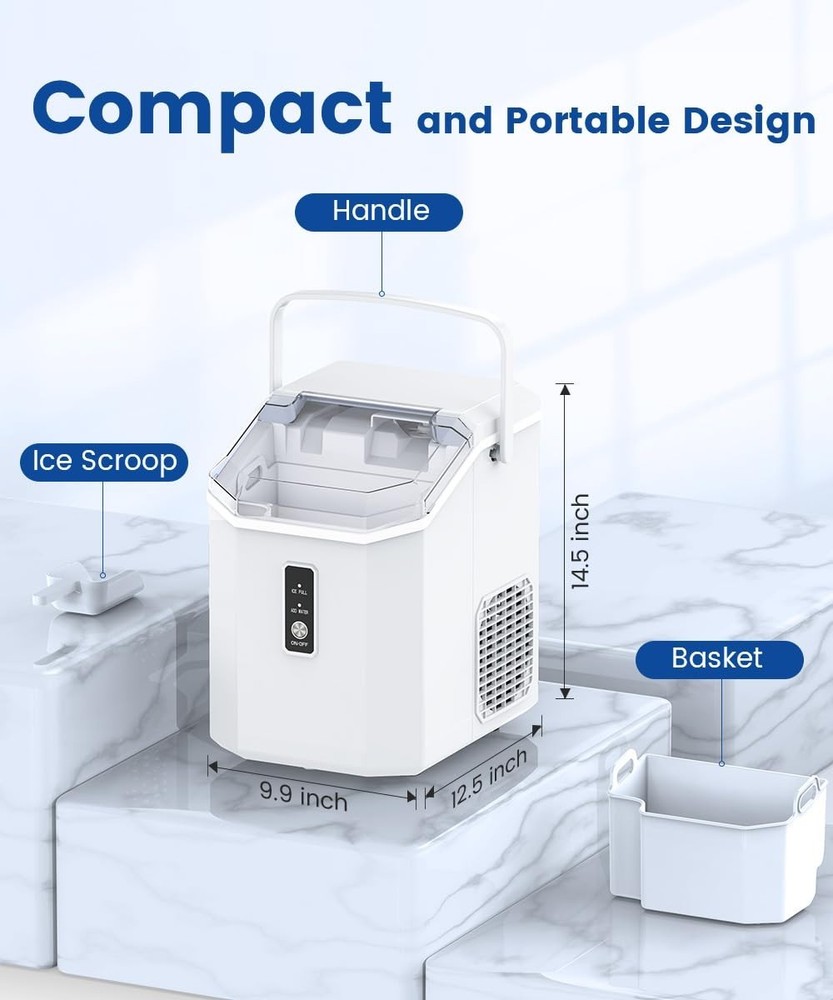 Countertop Ice Maker Machine with Handle, 34LBS/24H