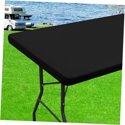 6 Foot Rectangle Elastic Fitted Tablecloth, 72" x 30" (Rectangular) 1 Black