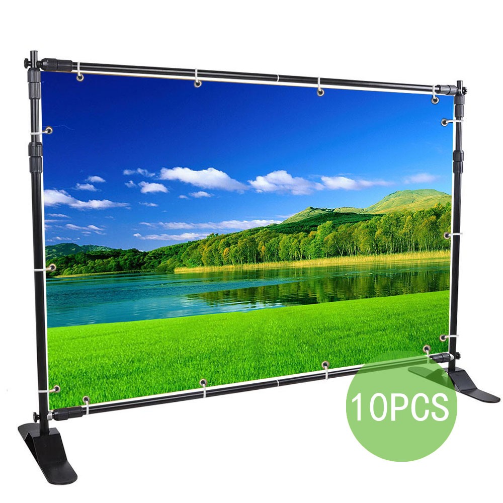 10pc 8"x10" Step Repeat Backdrop Telescopic Banner Stand Adjustable