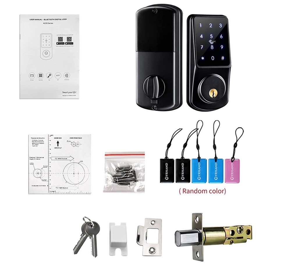 🔥Smart Keyless Keypad Bluetooth Deadbolt IP65 w/ APP, Code, ID Card & Keys🔥