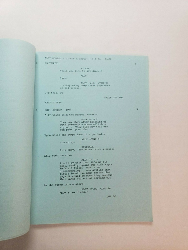 ALLY MCBEAL / David E. Kelley 2000 TV Script, CALISTA FLOCKHART "Two's a Crowd"