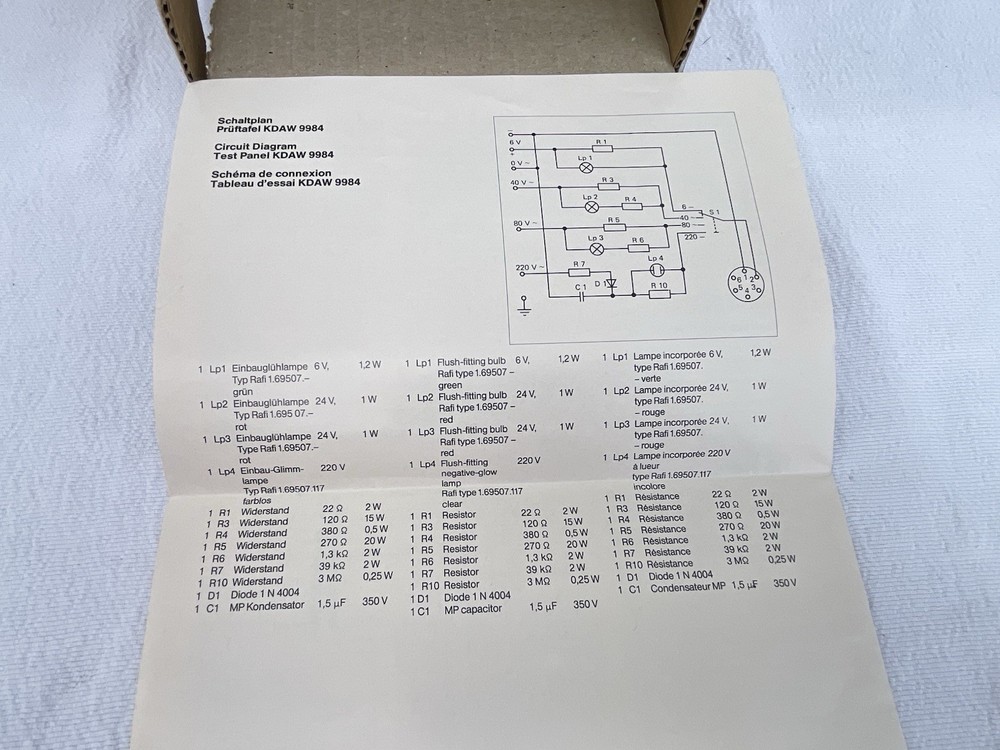 Bosch "Transformator-Tafel" (Transformer Panel) Model KDAW 9985