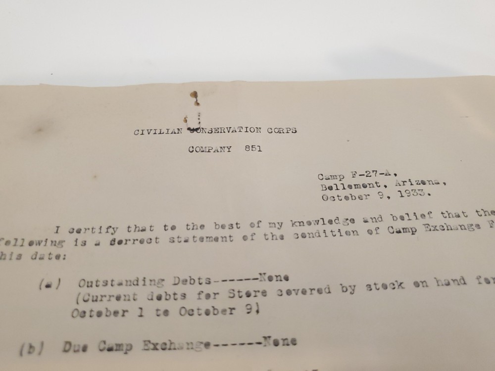 1933 Sheffield Edwards CCC Archive: Signed Docs, Reports & Discharges - CIA Dir