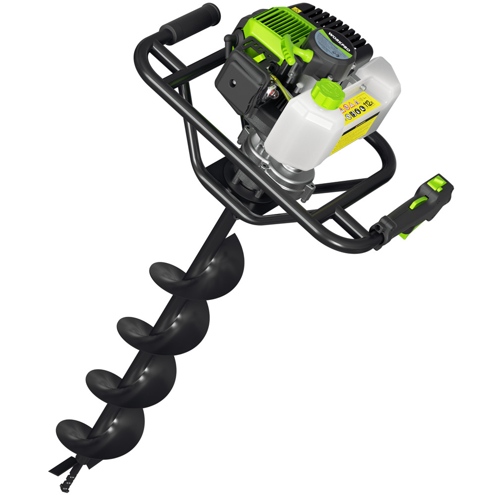 WORKPRO 62CC Post Hole Digger Gas Powered Earth Digger 4" 6" 8" Auger Drill Bits