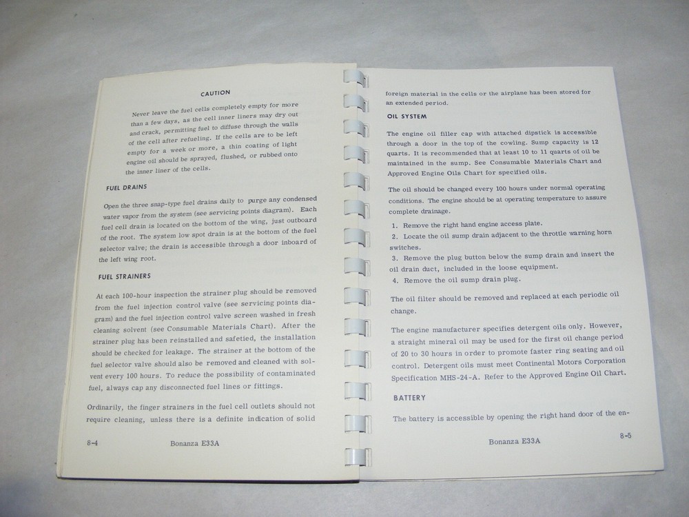 Vtg Beechcraft E33A Bonanza Owners Manual