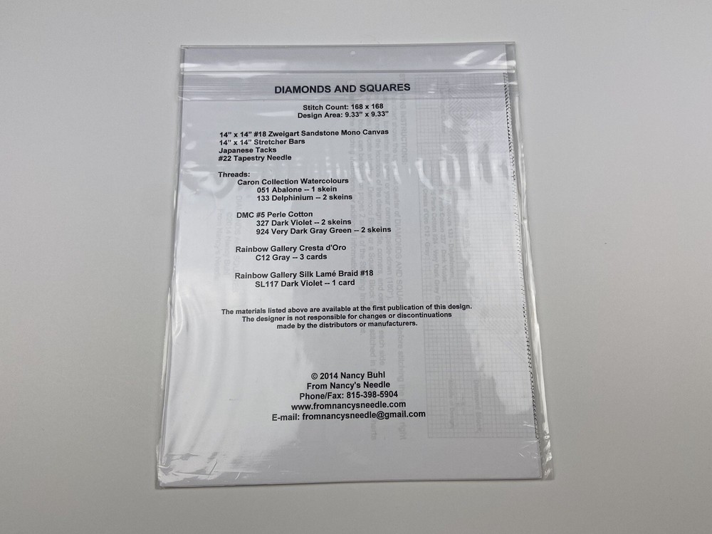 Nancy Needle Diamond And Square Needlepoint Pattern Regional quilt Series Canvas