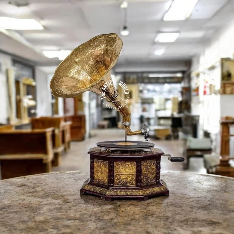 Antique Gramophone, Fully Functional Working Phonograph, win-up record player