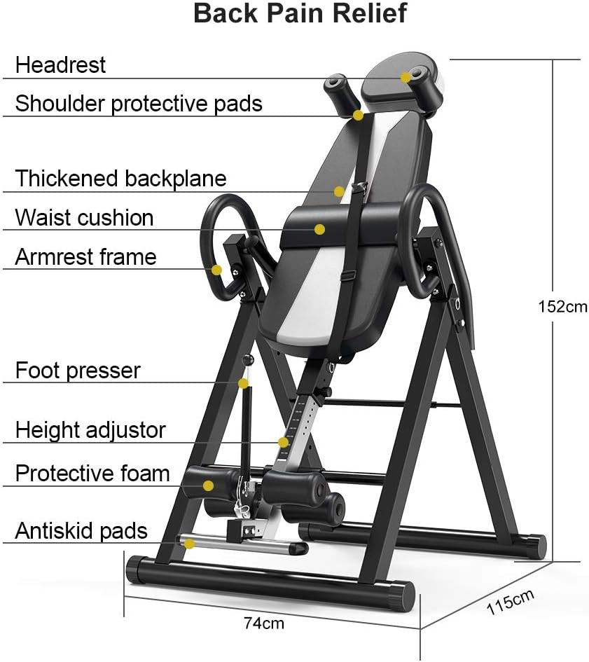 Heavy Duty Gravity Inversion Table 300 Lbs Capacity with Adjustable Protective B