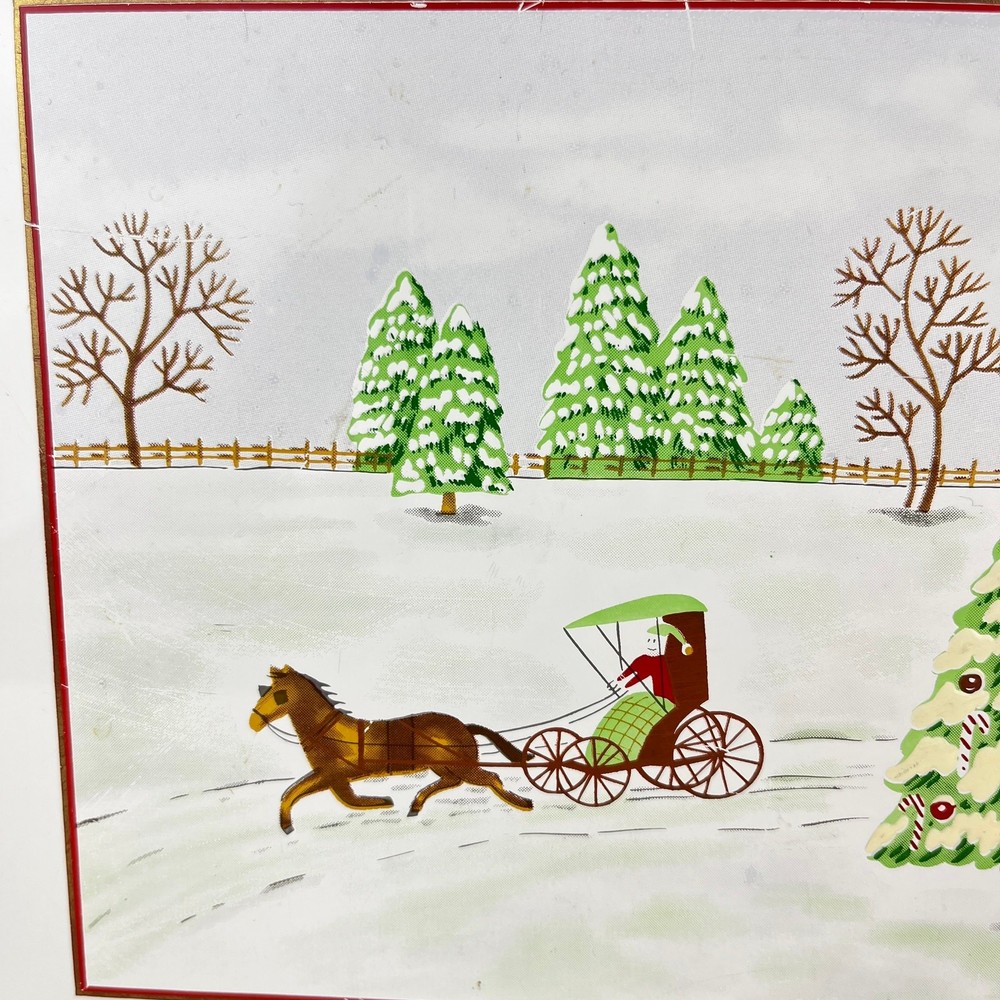 Otagiri Lacquerware Serving Tray Gibson Greeting Holiday Design Sleigh Ride