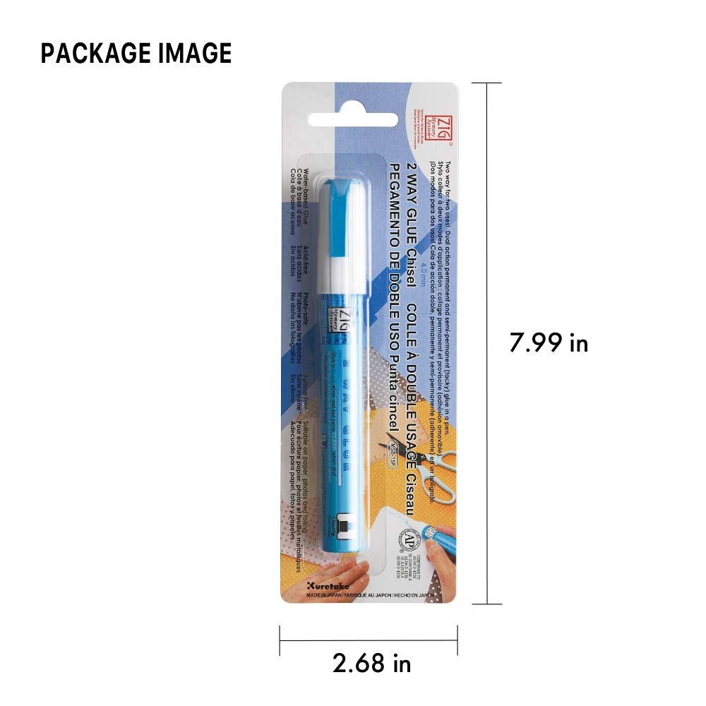 ZIG Kuretake 2-Way Glue Pen-4mm Chisel Tip, 4mm Tip