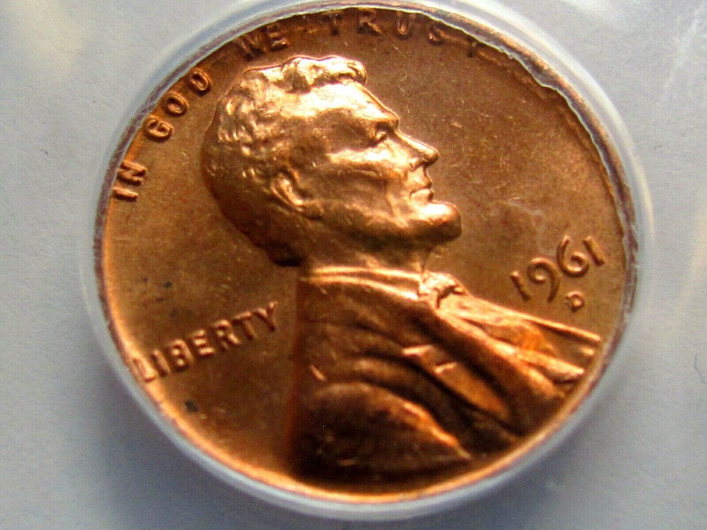 1961 LIINCOLN CENT, D OVER HORIZ D ANACS MS64, NICE