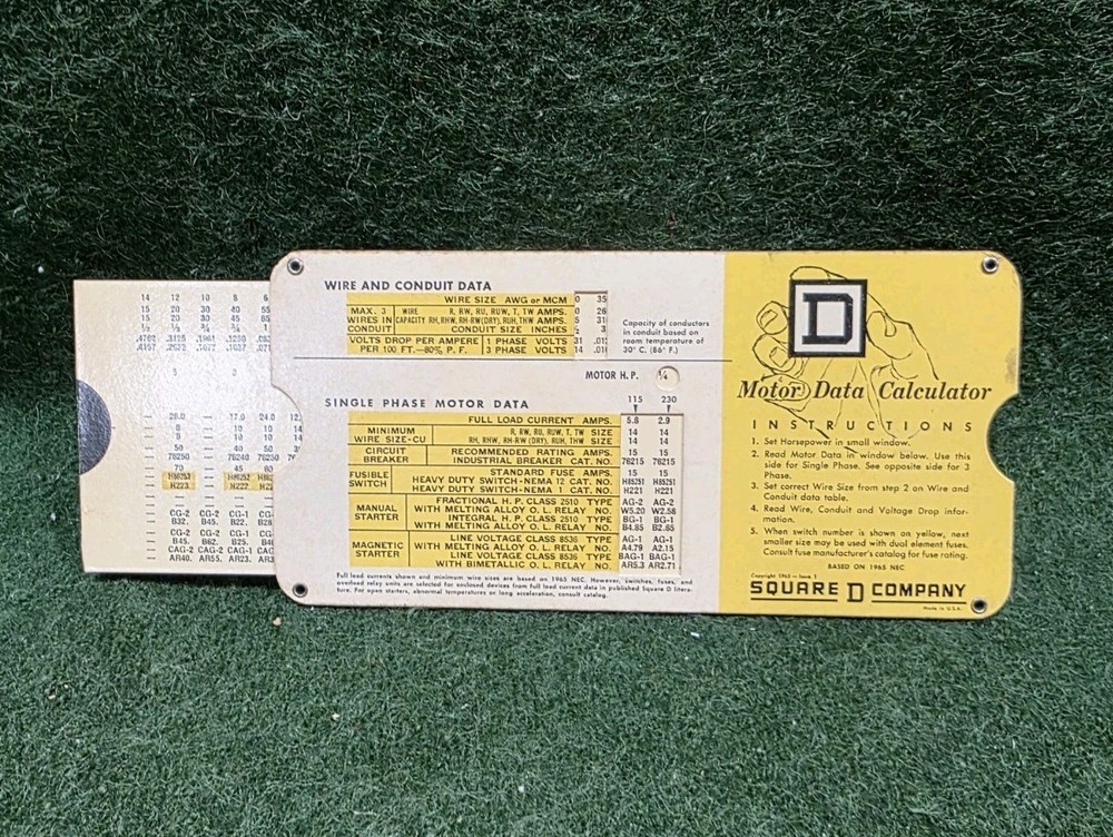 Vintage Conduit Fill Table (1965)