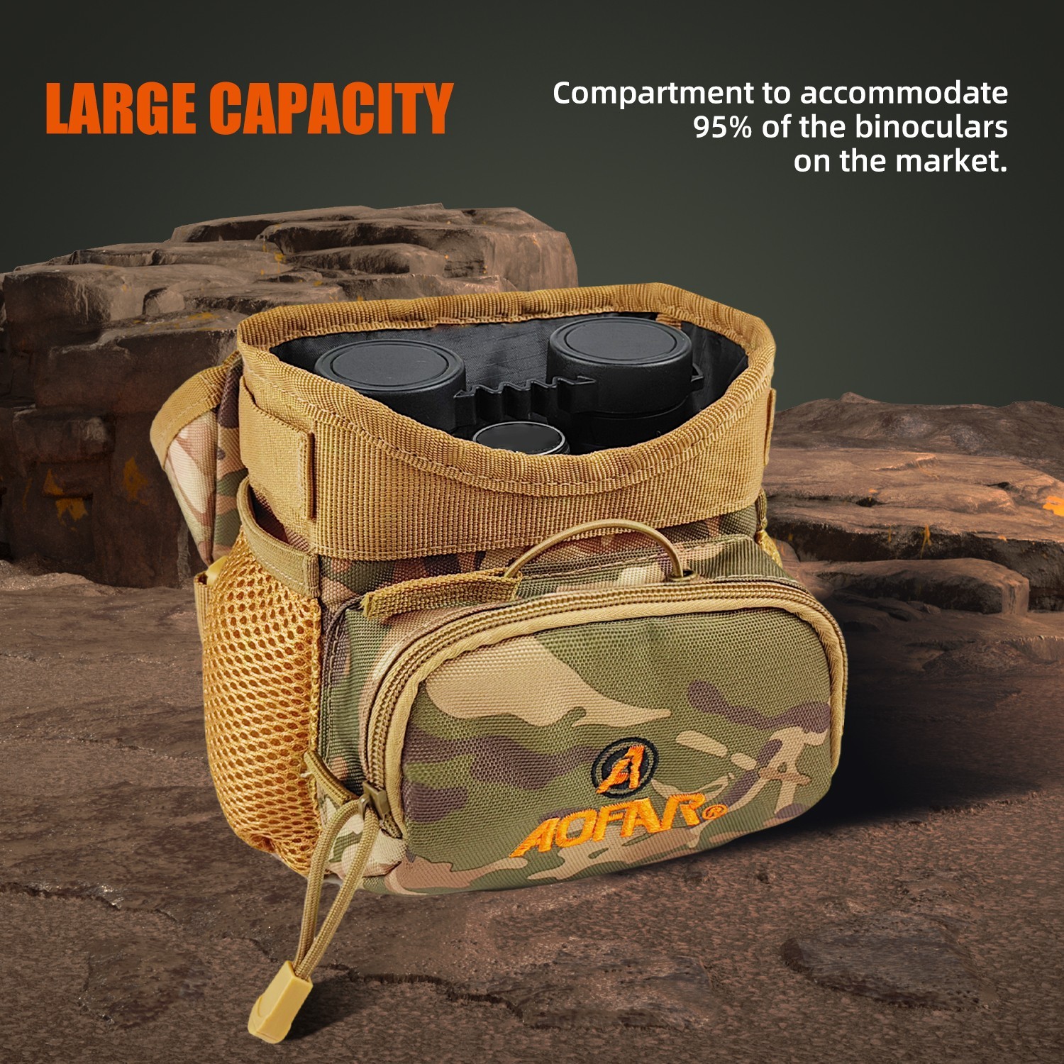 AOFAR Binocular Harness Chest Pack Camouflage Bino Case for Hunting & Hiking
