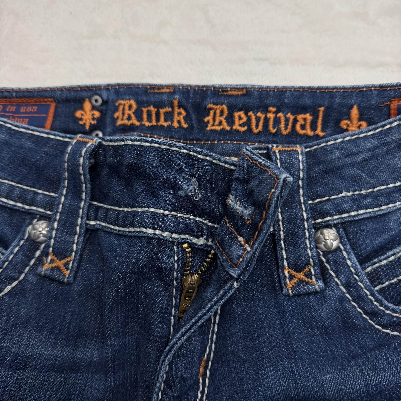 Rock Revival Stephanie Boot Jeans Womens 30x34 Bootcut Embroidered Pockets Denim