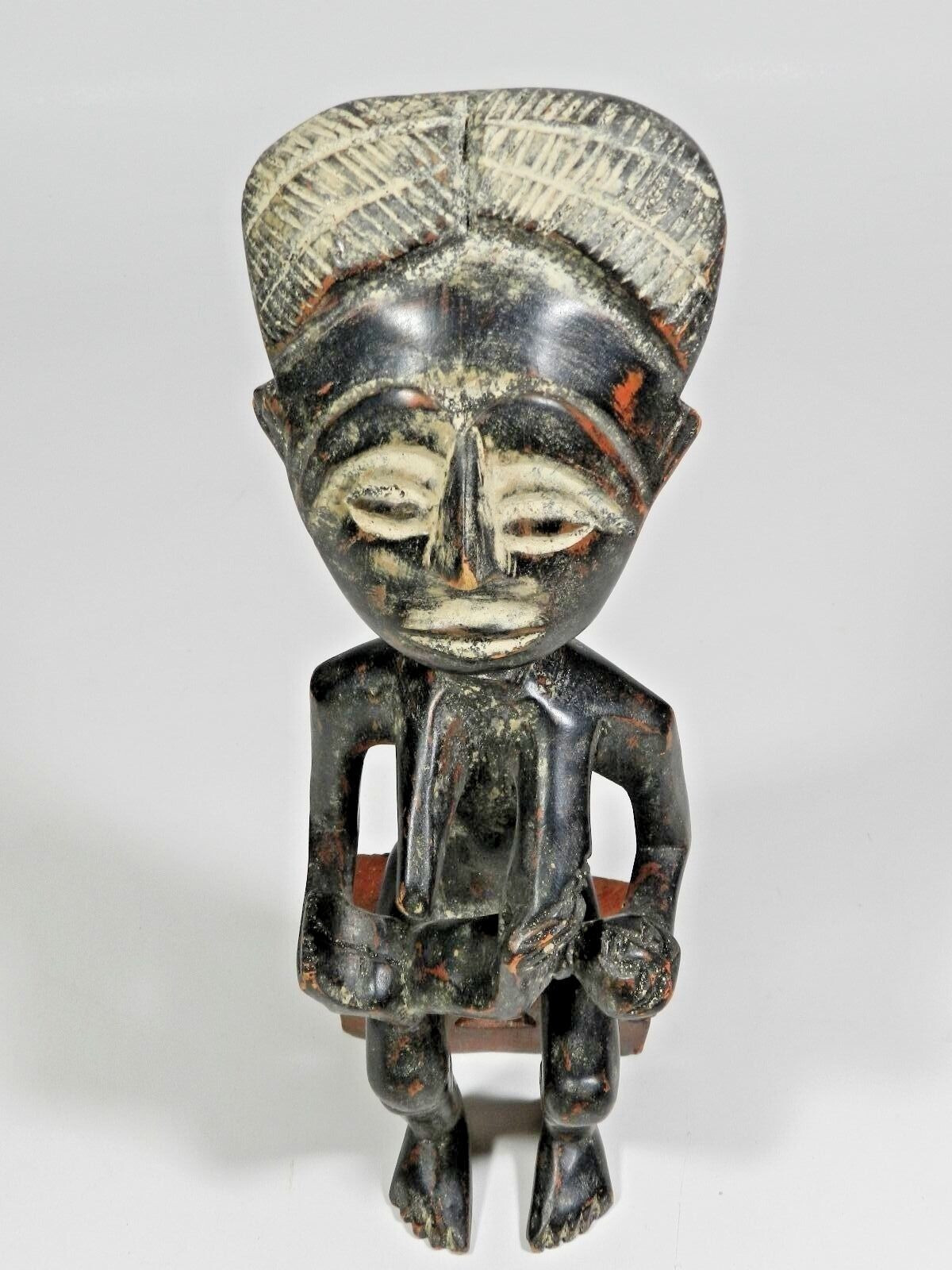 Vintage African Hand Carved Guardian Figure 14.75" Tribal Wood Sculpture