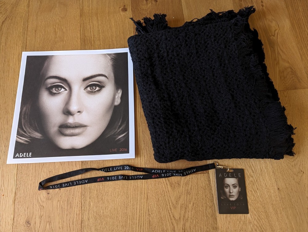 ADELE 2016 Tour Merchandise (photo/large blanket/VIP pass). 52”x46” Blanket