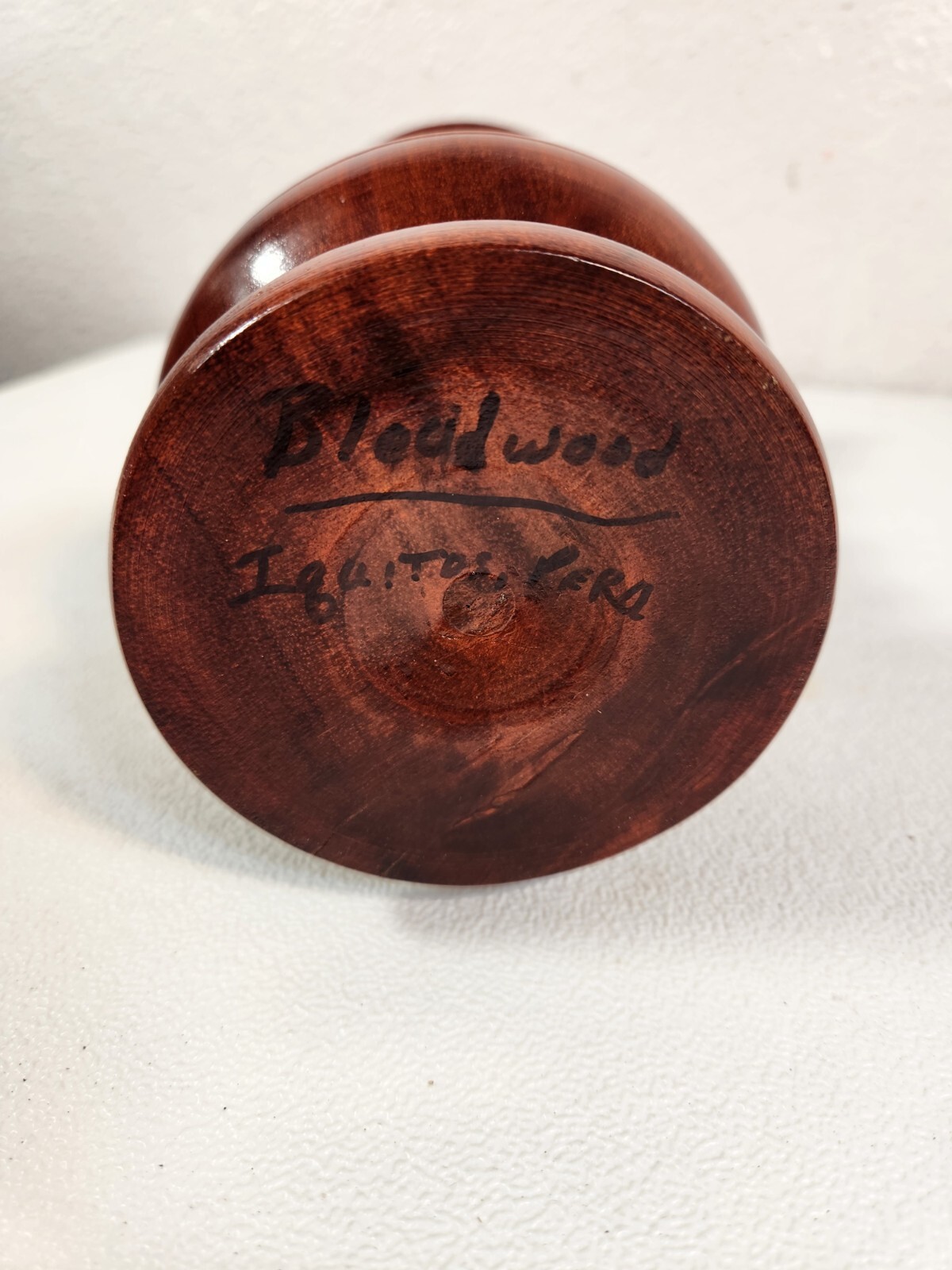 Peruvian Bloodwood Vase Satine Dark Red Handcrafted Folk Art 8'' Exotic RareWood