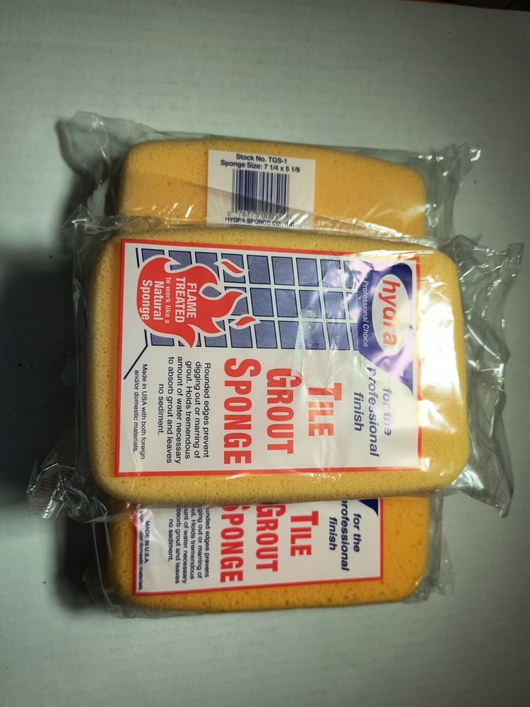 3 Pack Hydra Sponge Tile Grout Rounded Foam Sponge Flame Treated NEW!