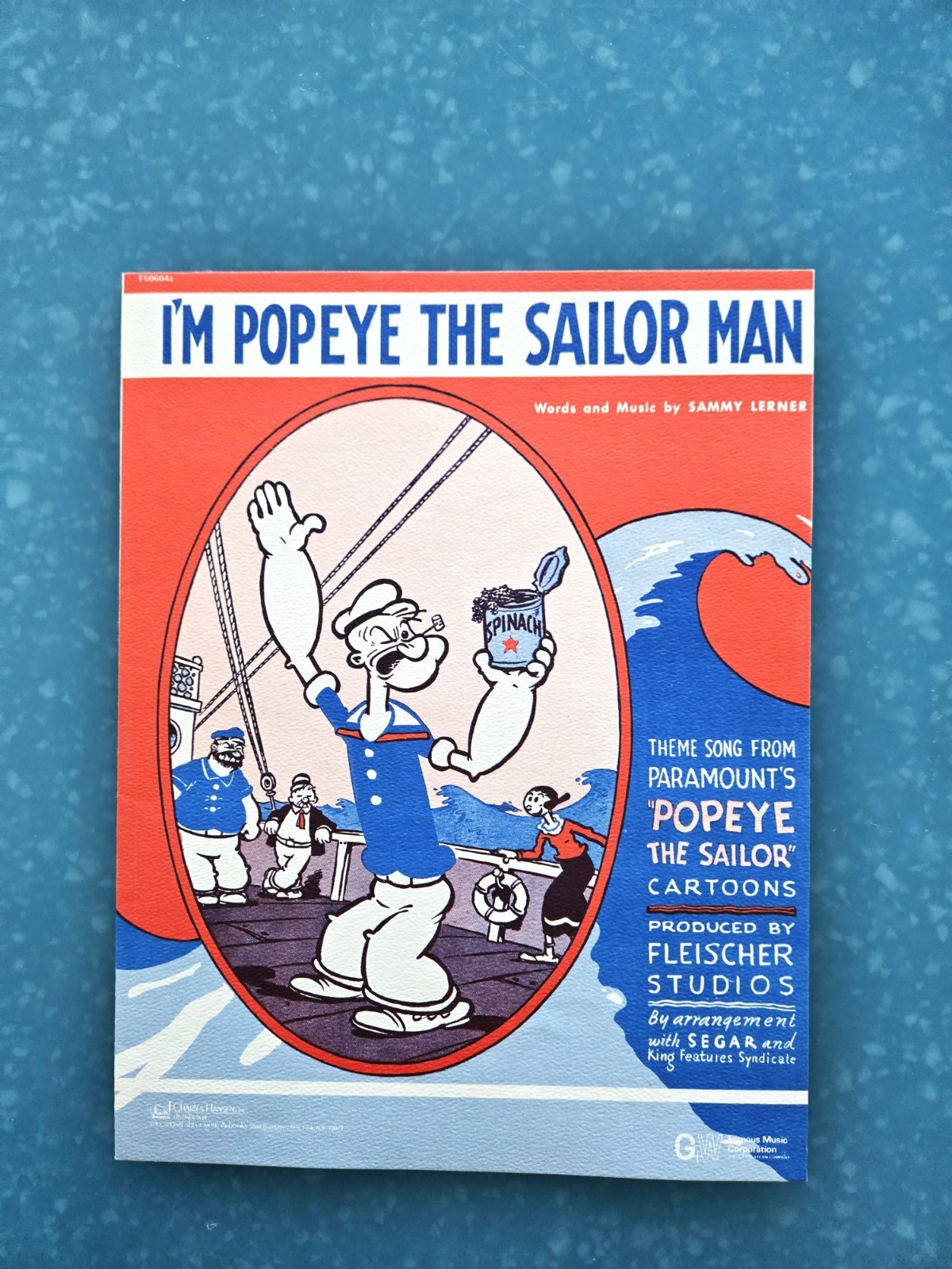 I'm POPEYE The Sailor Man 1934/1961 Sheet Music Cartoon! HTF!