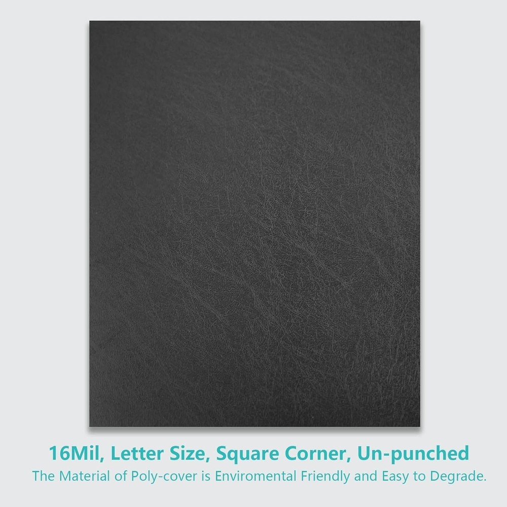 50 Pack 16 Mil Leather-Textured Heavyduty Polycovers, Plastic Binding Present...