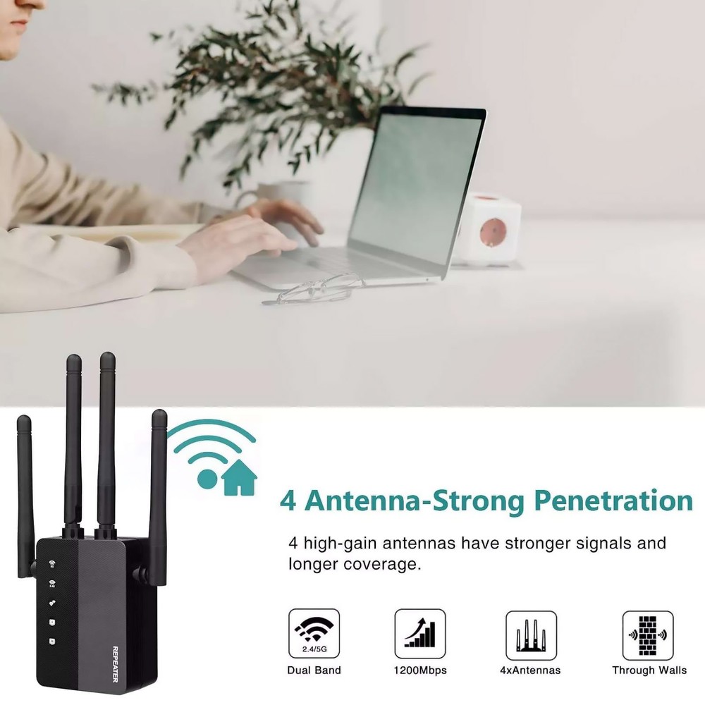 1 x WiFi Extender Signal Coverage Booster Compatible For Linux Easy To Setup
